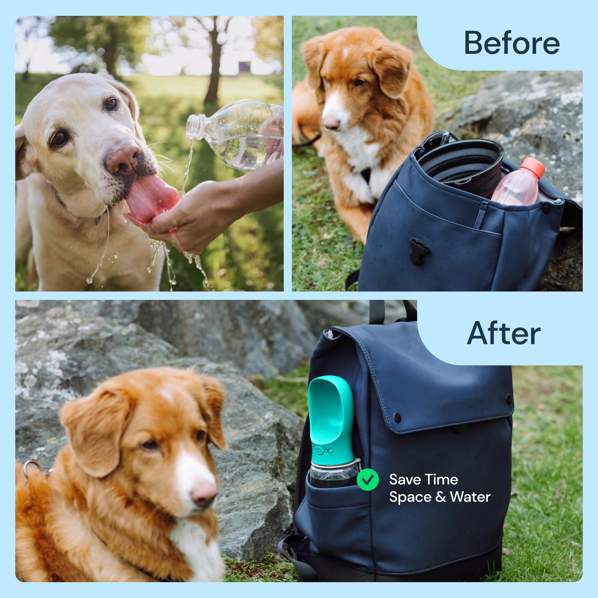 MalsiPree Dog Water Bottle Portable - Leak Proof and Lightweight Water Bottle for Dogs - Dog Travel Water Bottle with Bowl - Dog